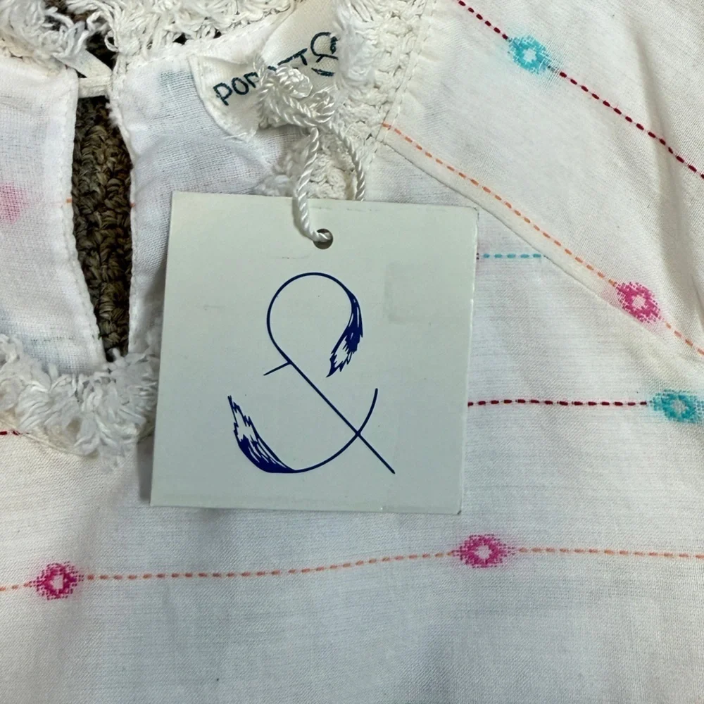 NWT Poppet & Fox: Girls White Dress with Colorful Aztec Design, Size 6